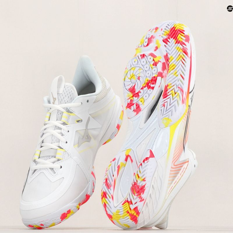 Pánska bedmintonová obuv Mizuno Wave Claw Neo 2 white / lunar rock / high vis pink 12