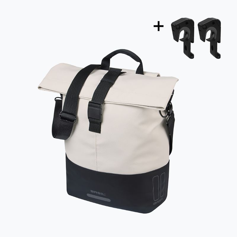 Cyklistická taška Basil Cove Shopper MIK Hooks 16 l off white/black 2