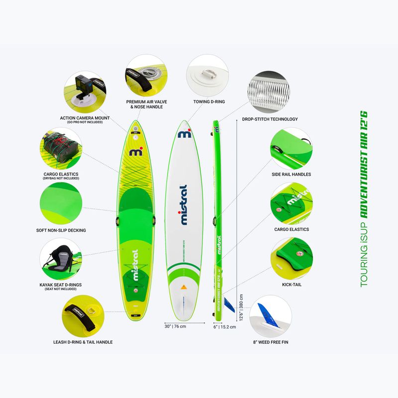 Paddleboard Mistral Adventurist Air 12'6" x 30 (V2) green/yellow 19