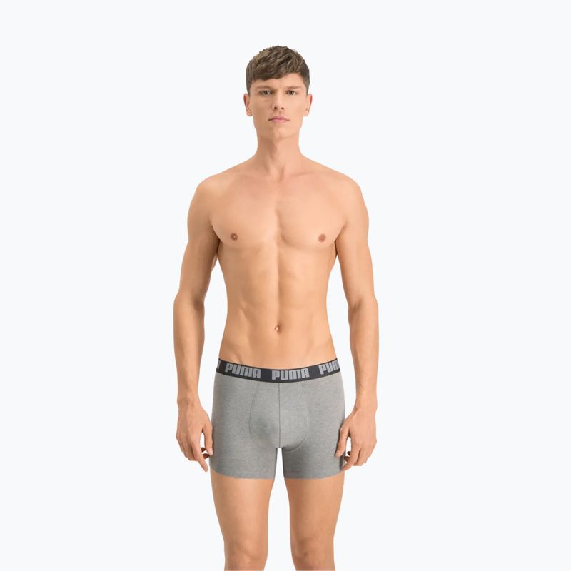 Pánske boxerky PUMA Basic 2 páry dark grey melange/black 3