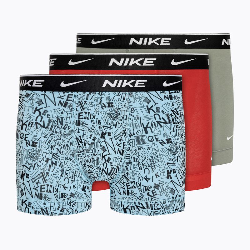 Pánske boxerky Nike Everyday Cotton Stretch Trunk 3 páry aquarius blue lg print/grey/uni red