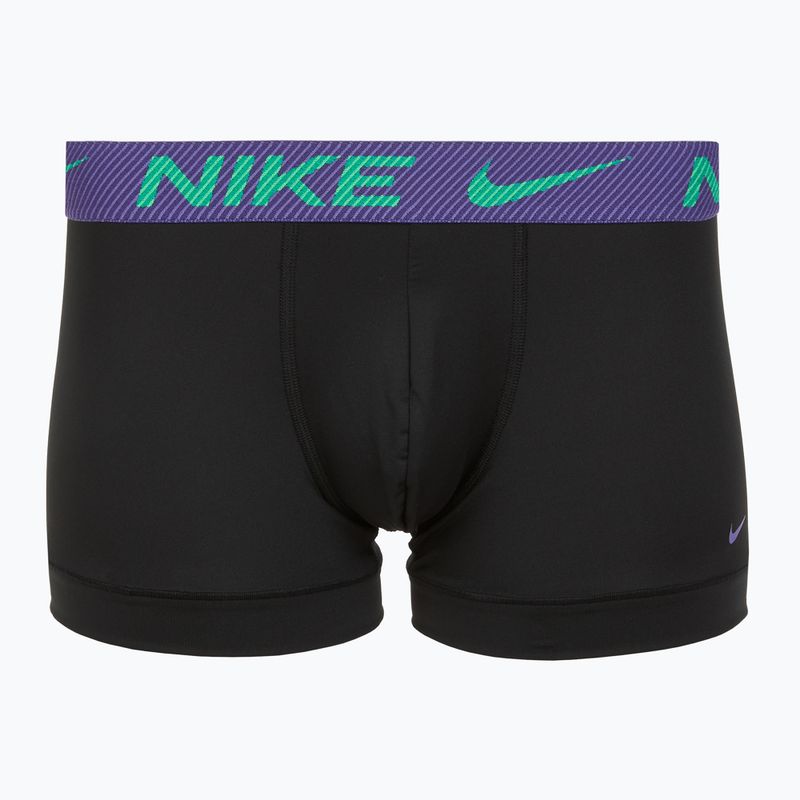 Pánske boxerky Nike Dri-Fit Essential Micro Trunk 3 pary black green shock/wild violet/black text wb 3