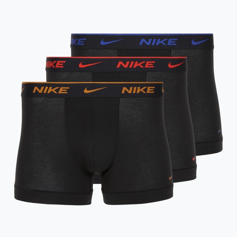 Pánske boxerky Nike Everyday Cotton Stretch Trunk 3 pary black lig crim/des och/deep night logo waistband