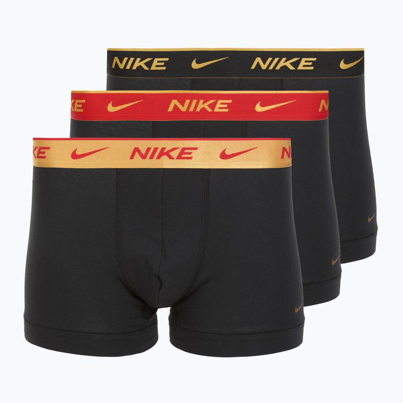 Pánske boxerky Nike Everyday Cotton Stretch Trunk 3 pary blk/university red/wheat gold/black high shine wb