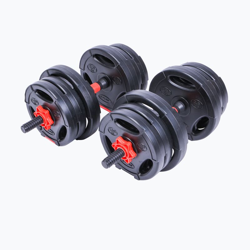 Pure2Improve Hybrid Dumbell/Barbell 20 kg činky s funkciou činky čierna a červená P2I202340 2