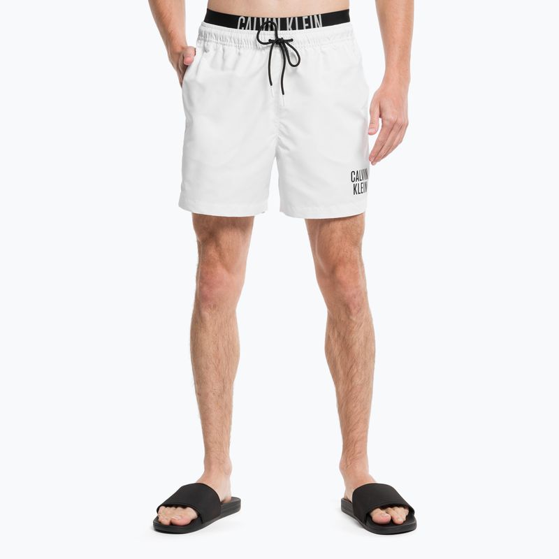 Pánske plavecké šortky Calvin Klein Medium s dvojitým pásom biele 5