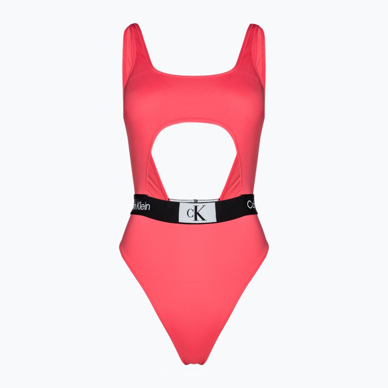 Dámske jednodielne plavky Calvin Klein Cut Out One Piece-RP calypso coral