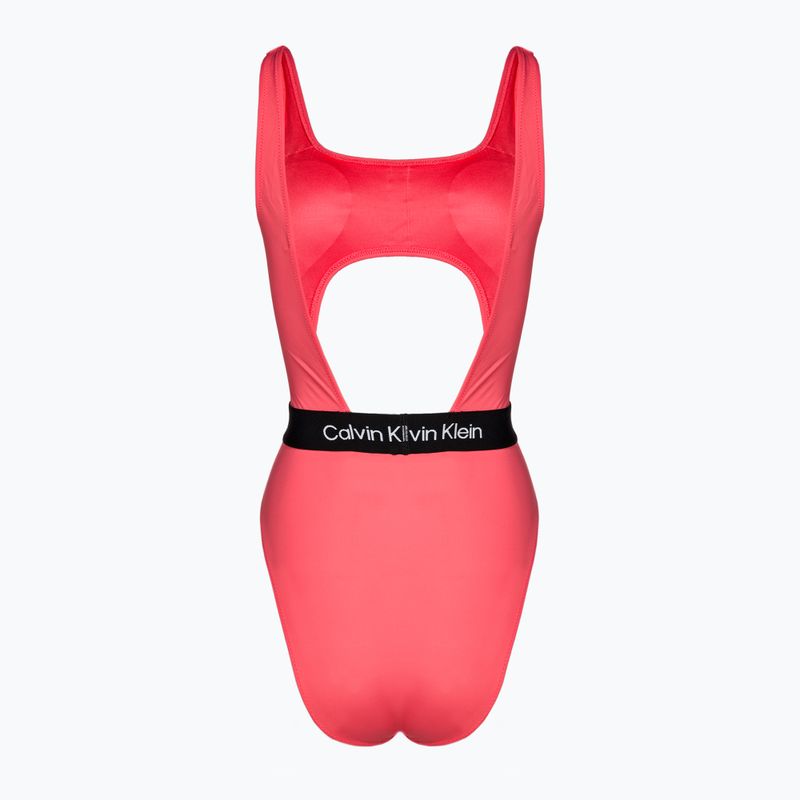 Dámske jednodielne plavky Calvin Klein Cut Out One Piece-RP calypso coral 2