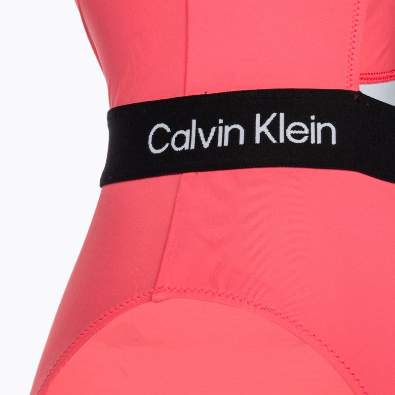 Dámske jednodielne plavky Calvin Klein Cut Out One Piece-RP calypso coral 3