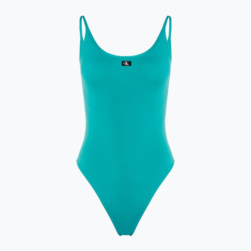 Dámske jednodielne plavky Calvin Klein Scoop One Piece blue ocean