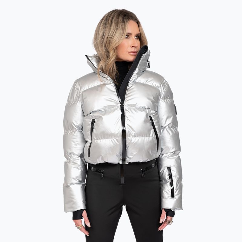 Dámska lyžiarska bunda Nikkie Gstaad Metallic strieborná