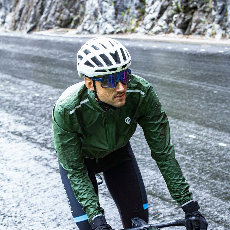 Pánska cyklistická bunda Rogelli Essential Rain fluorescent army green 6