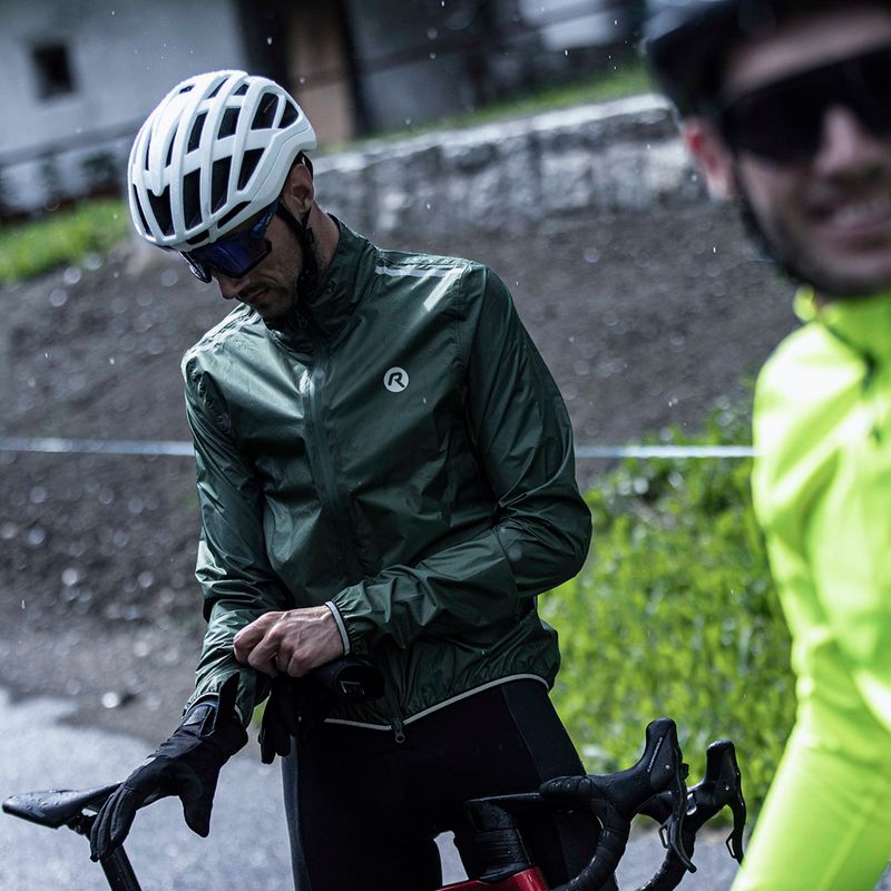 Pánska cyklistická bunda Rogelli Essential Rain fluorescent army green 10