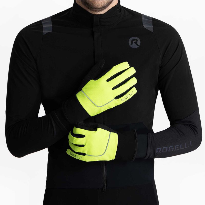 Pánske cyklistické rukavice Rogelli Essential Winter Waterproop fluorescent yellow 2