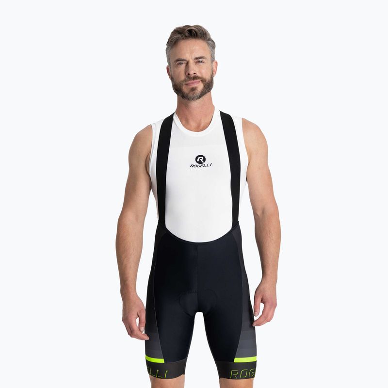 Cyklistické šortky pánske    Rogelli Hero II Bib Short yellow/grey/black