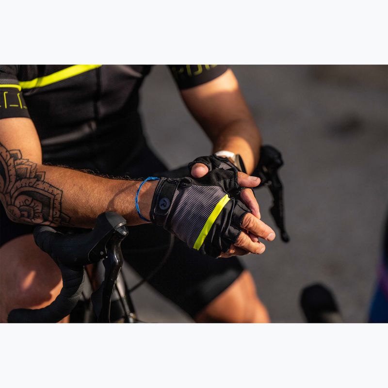 Rogelli Hero II pánske cyklistické rukavice black/fluor/grey 3