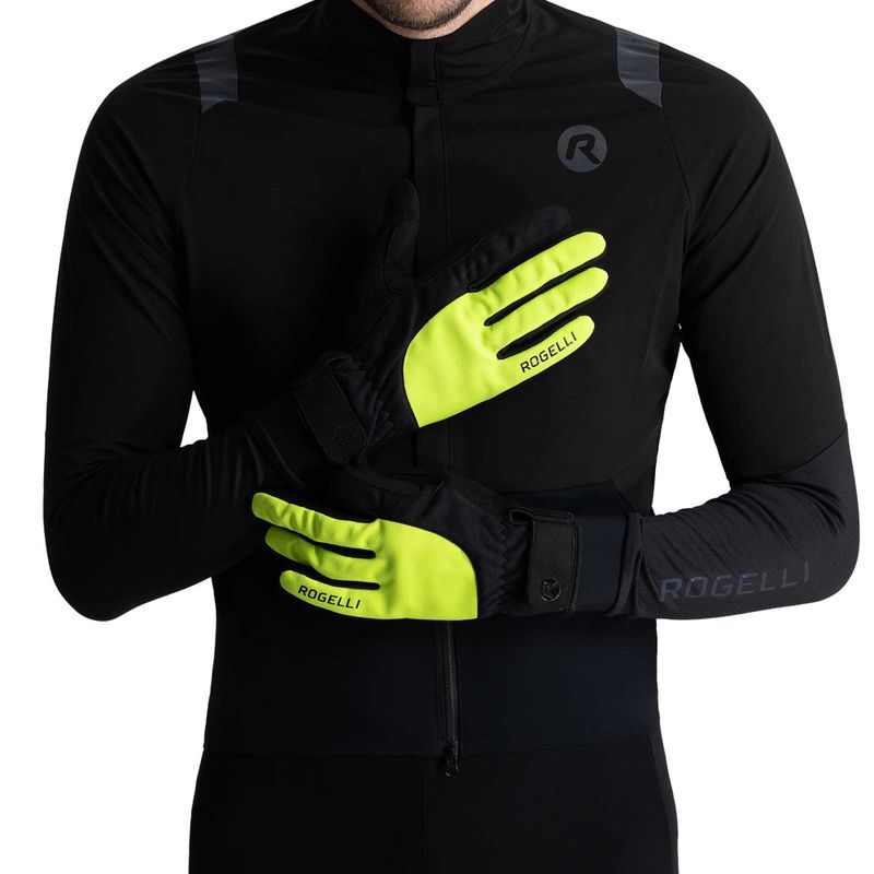 Pánske cyklistické rukavice Rogelli Core II Winter Windproof fluor 2