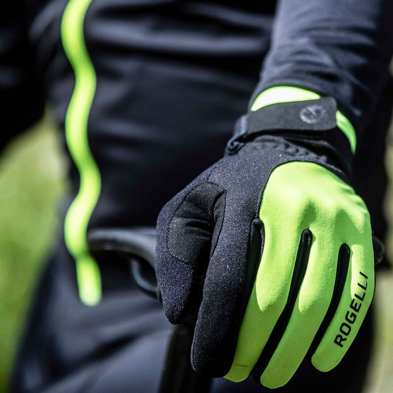 Pánske cyklistické rukavice Rogelli Core II Winter Windproof fluor 3