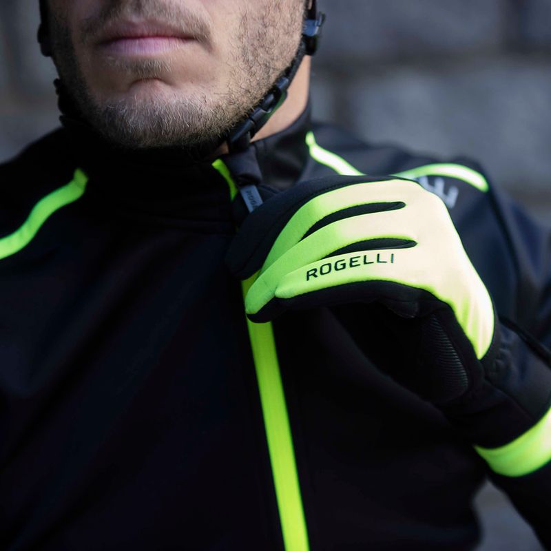 Pánske cyklistické rukavice Rogelli Core II Winter Windproof fluor 4