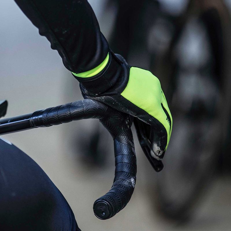 Pánske cyklistické rukavice Rogelli Core II Winter Windproof fluor 5