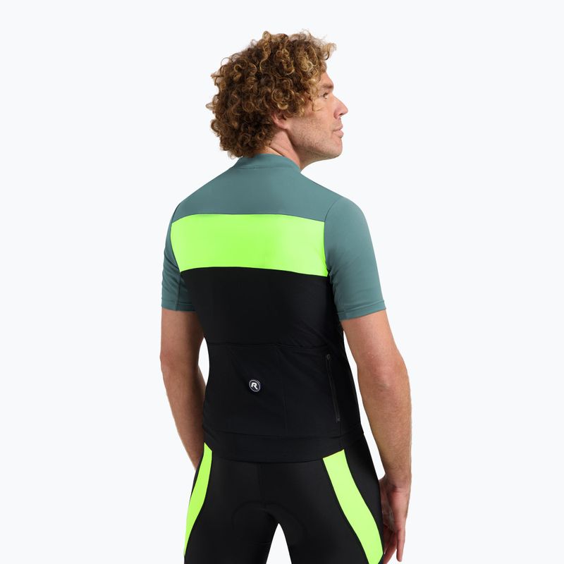Rogelli Core Block pánsky cyklistický dres čierna / tyrkysová / fluórová žltá 2