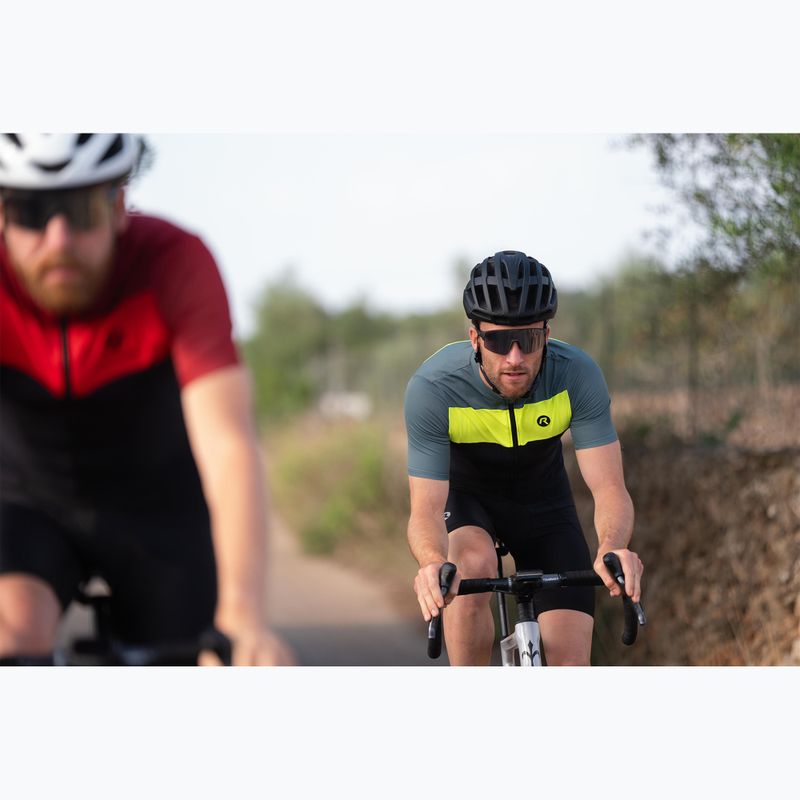 Rogelli Core Block pánsky cyklistický dres čierna / tyrkysová / fluórová žltá 11
