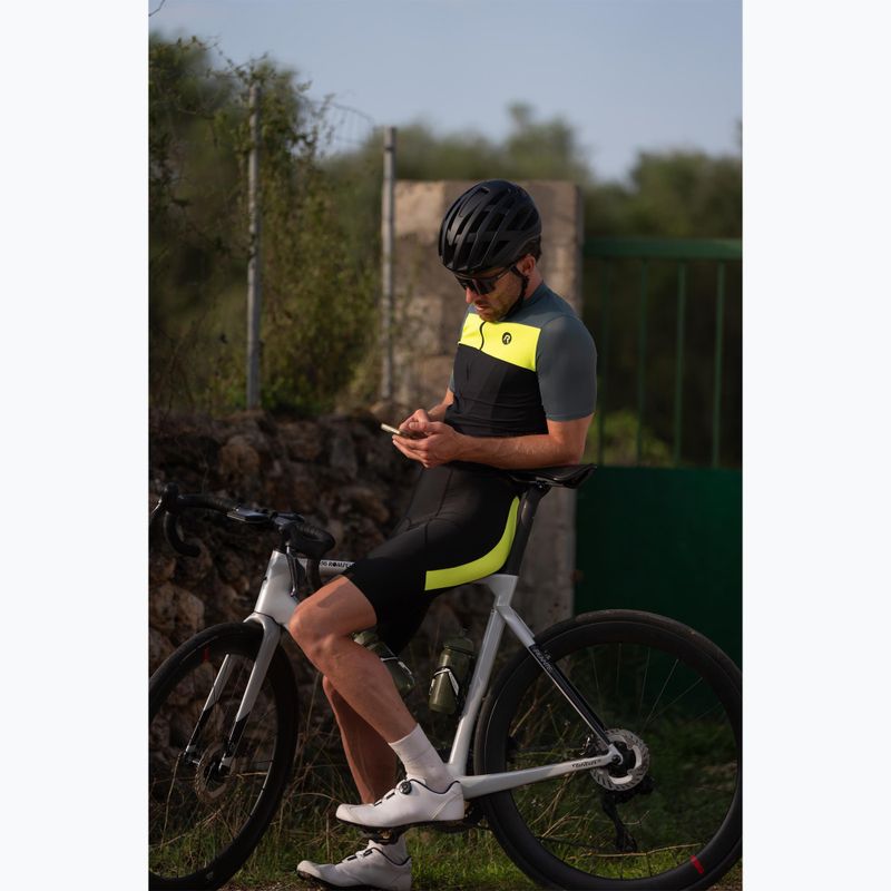 Rogelli Core Block pánsky cyklistický dres čierna / tyrkysová / fluórová žltá 12