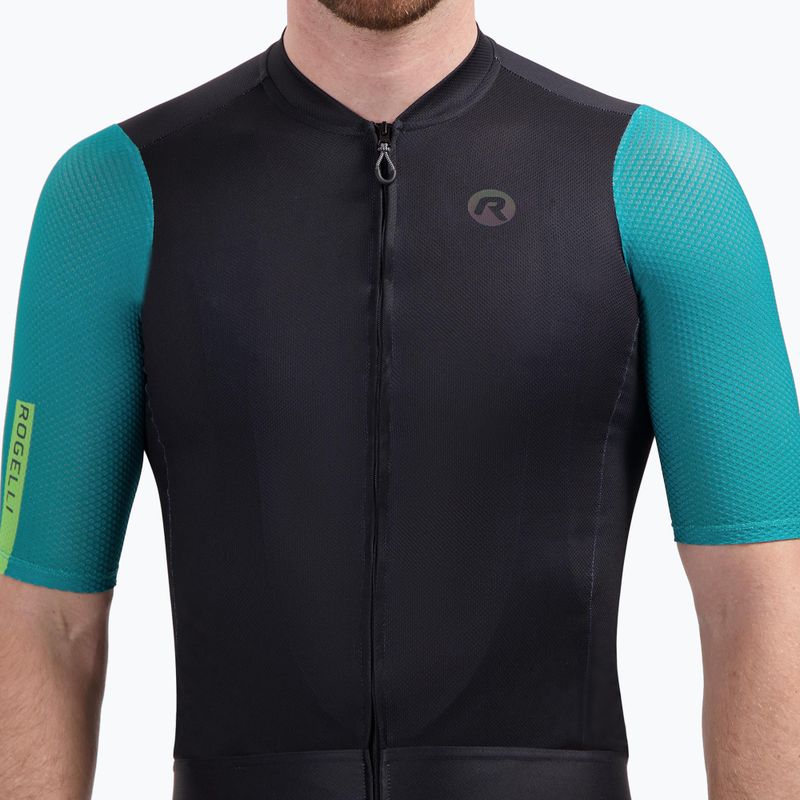 Pánsky cyklistický dres Rogelli Fast black/teal/green 3