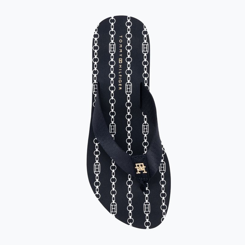 Dámske žabky Tommy Hilfiger Im Th Chainprint Midwedge Sandal space blue 5