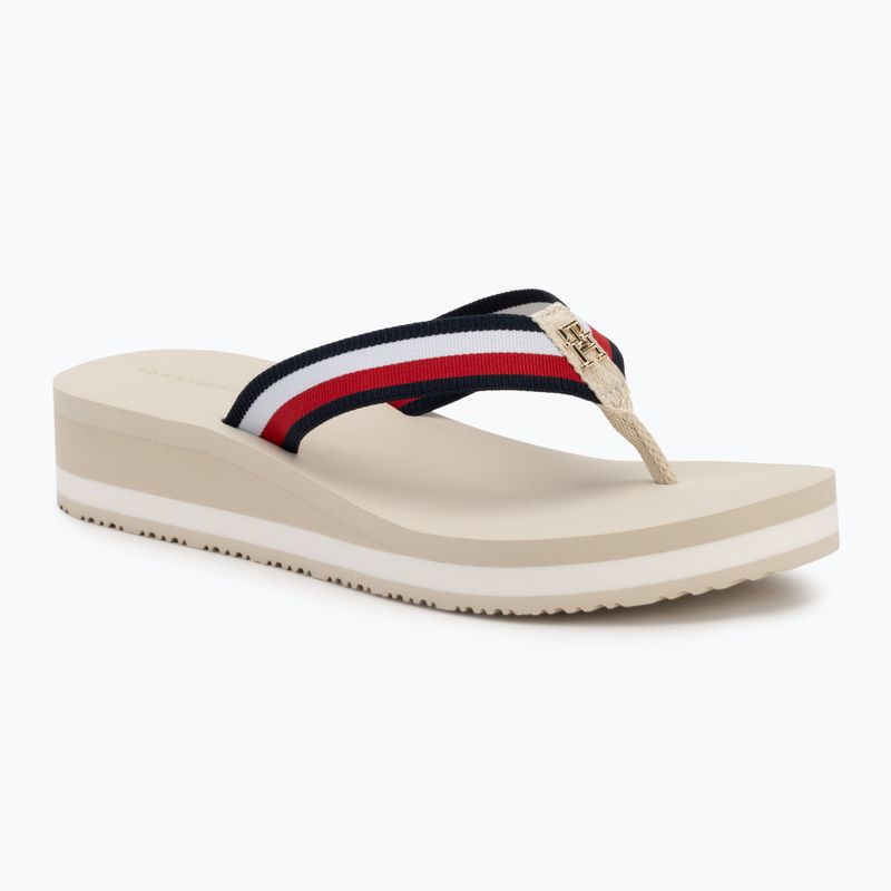 Dámske žabky Tommy Hilfiger Corp Mid Wedge Beach Sandal muslin