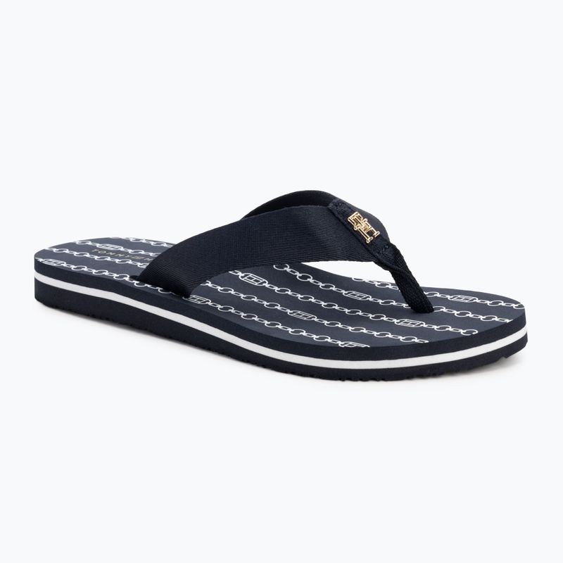 Dámske žabky Tommy Hilfiger Chain Print Beach Sandal space blue