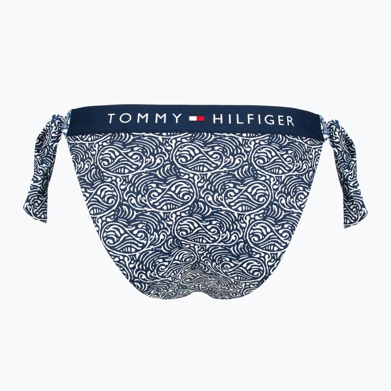 Tommy Hilfiger Cheeky Side Tie Bikini Bottom Tlač ilustrovaná vlna dark night navy 2