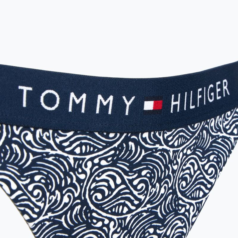 Tommy Hilfiger Cheeky Side Tie Bikini Bottom Tlač ilustrovaná vlna dark night navy 3