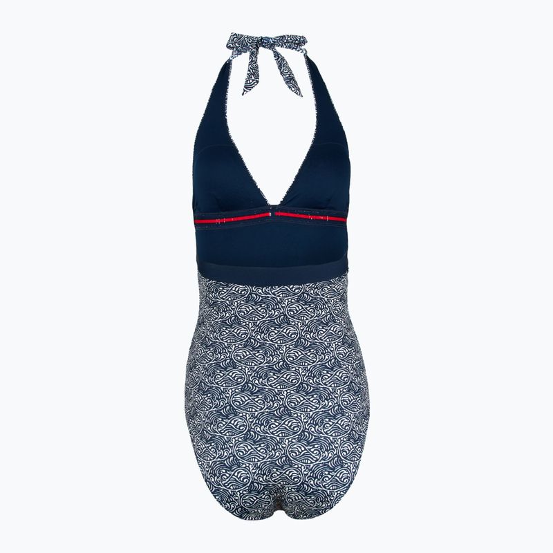 Tommy Hilfiger dámske jednodielne plavky Halter One Piece Rp Print illustrated wave dark night navy 2