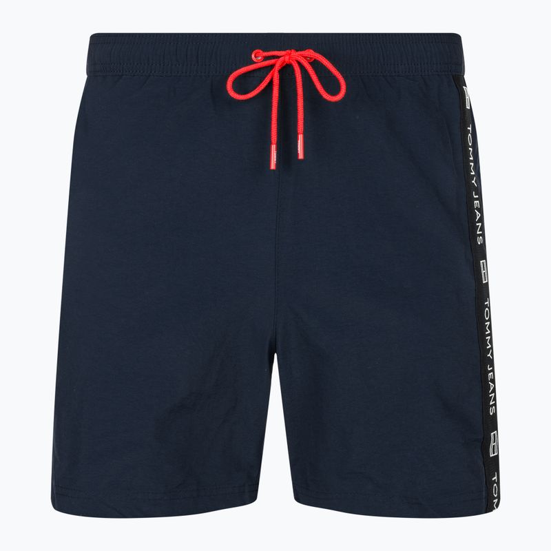 Pánske plavecké šortky Tommy Jeans SF Medium Drawstring Side Tape dark night navy