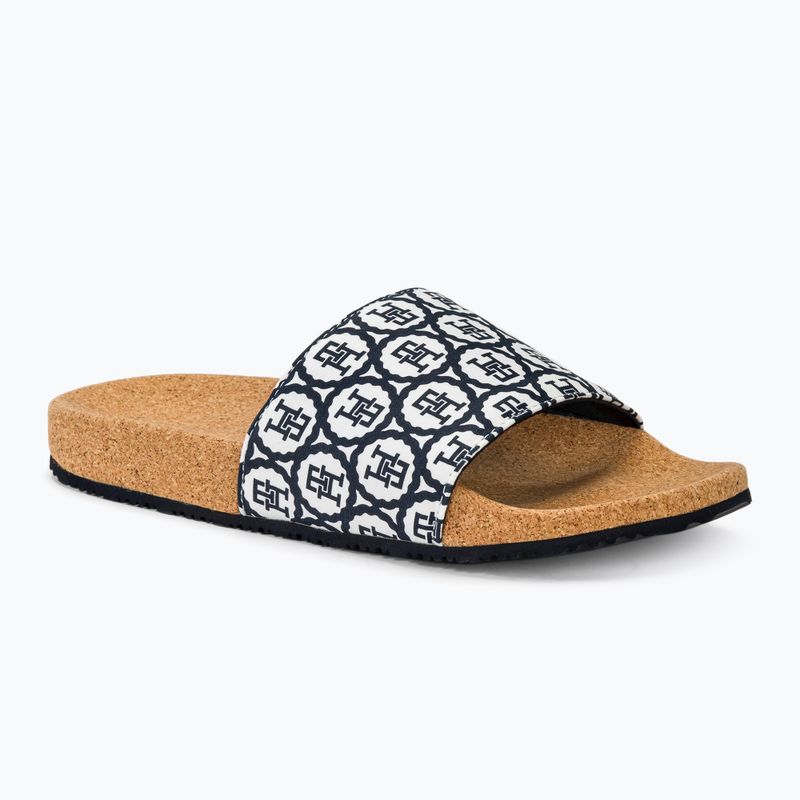 Dámske šľapky Tommy Hilfiger Emblem Cork Slide space blue