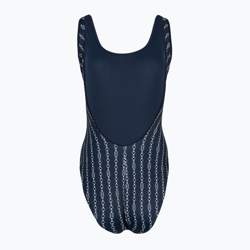 Tommy Hilfiger dámske jednodielne plavky One Piece Print (Ext) flag chain dark night navy 2