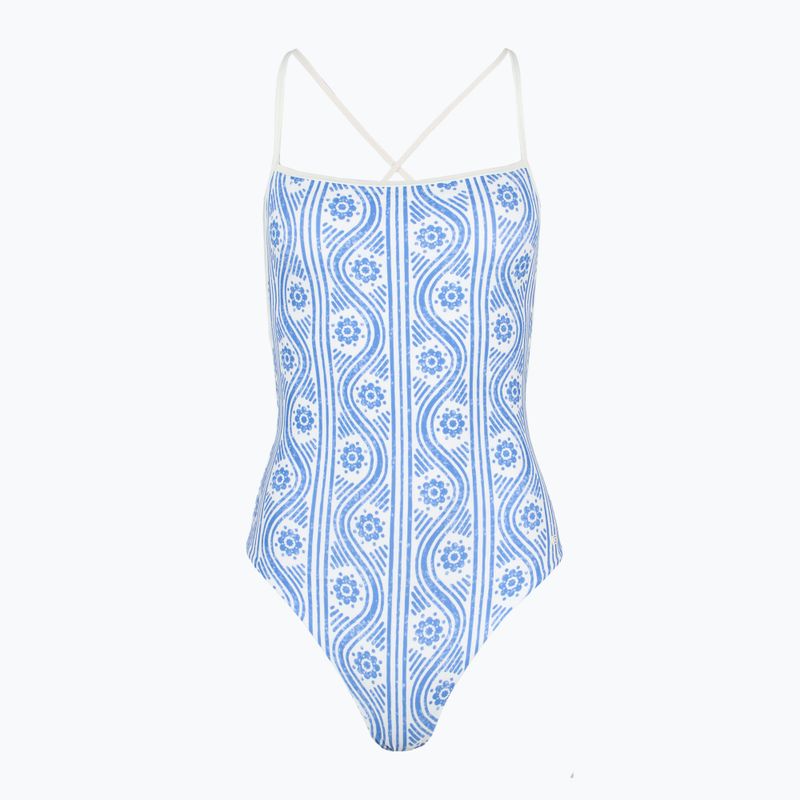 Dámske jednodielne plavky Tommy Hilfiger Straight Neck Print floral stripe blue spell