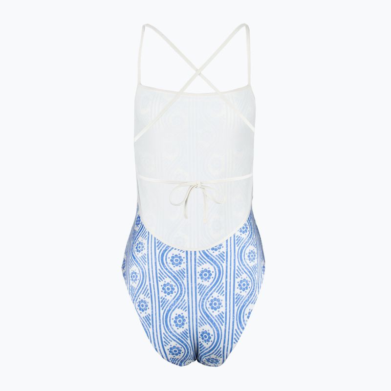 Dámske jednodielne plavky Tommy Hilfiger Straight Neck Print floral stripe blue spell 2