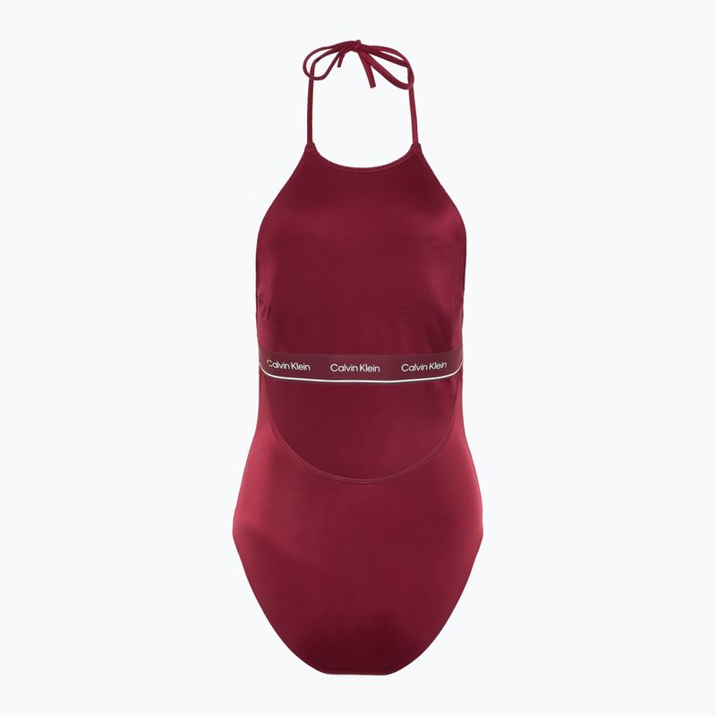 Dámske jednodielne plavky Calvin Klein  KW0KW02733 High Neck - RP plum gaze 2