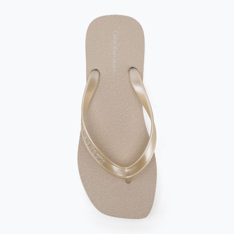 Calvin Klein dámske žabky YW0YW01720 Thong+ Tpu Metallic eggshell/bright white 5