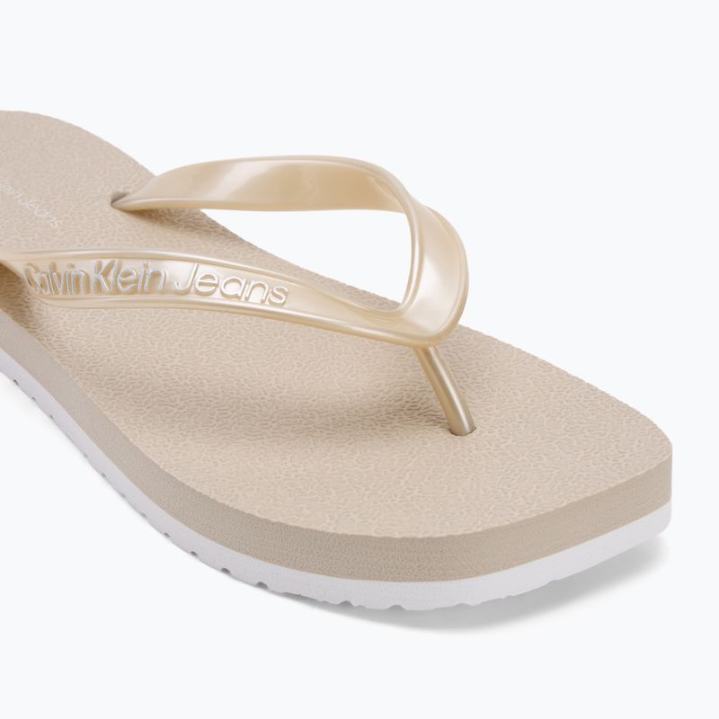 Calvin Klein dámske žabky YW0YW01720 Thong+ Tpu Metallic eggshell/bright white 7