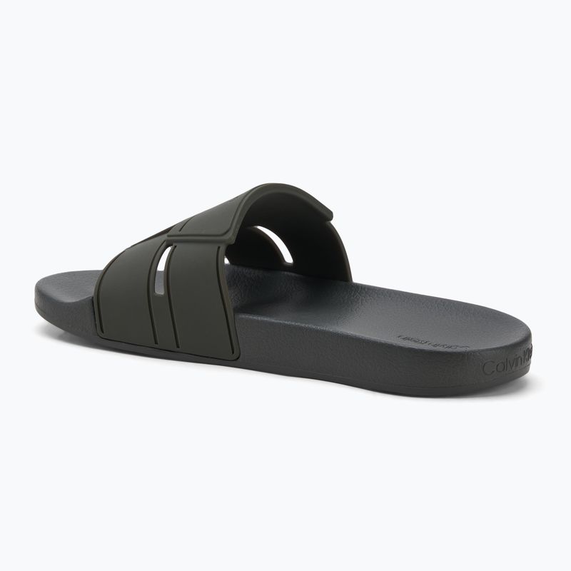 Calvin Klein pánske žabky HM0HM01752 Pool Slide Double T dark olive 3