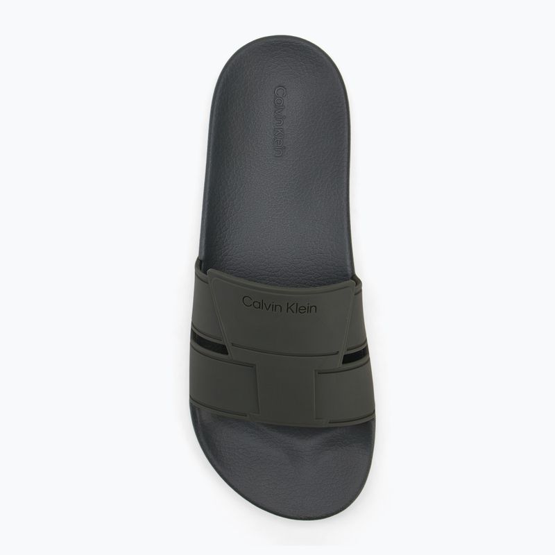 Calvin Klein pánske žabky HM0HM01752 Pool Slide Double T dark olive 5