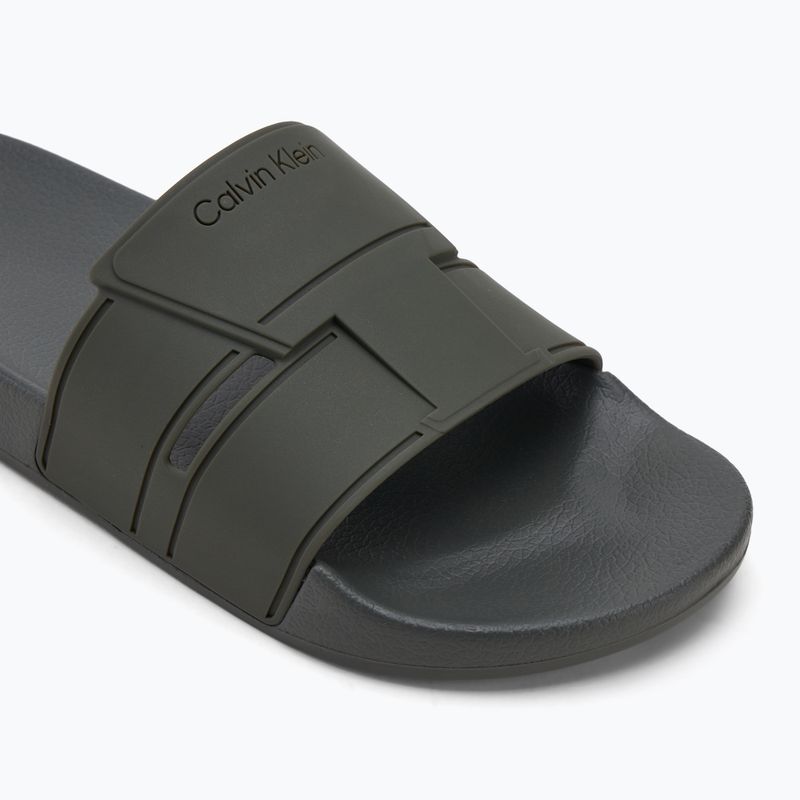 Calvin Klein pánske žabky HM0HM01752 Pool Slide Double T dark olive 7