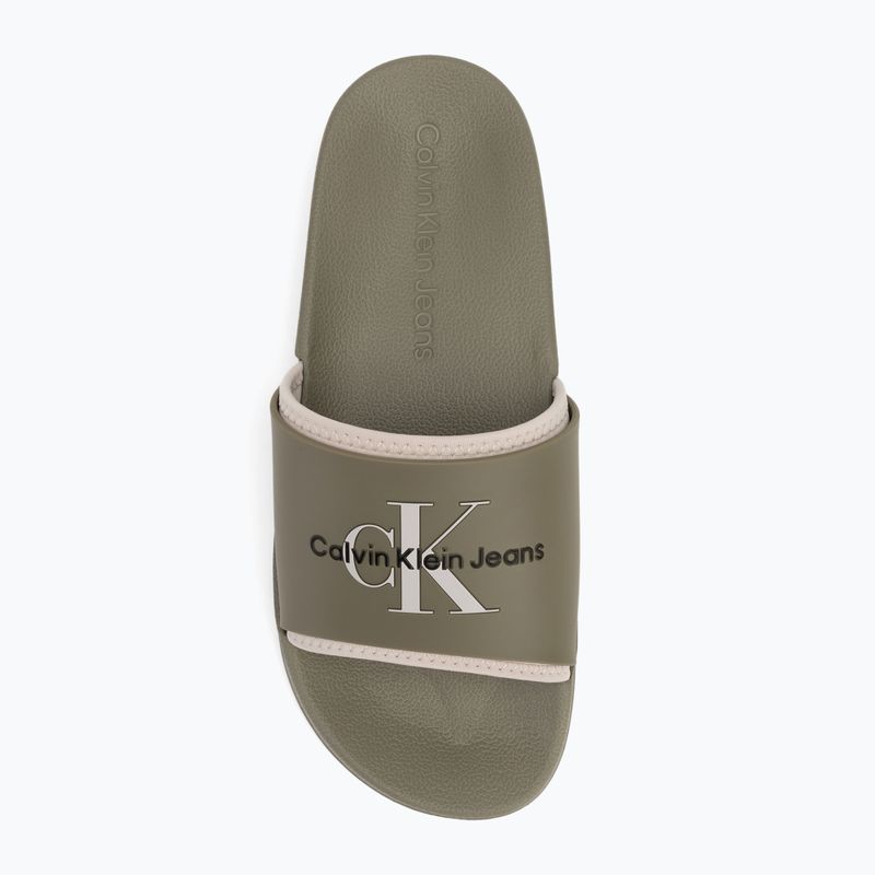 Pánske žabky Calvin Klein YM0YM00361 Slide Rubber Neoprene Monologo mermaid/eggshell 5