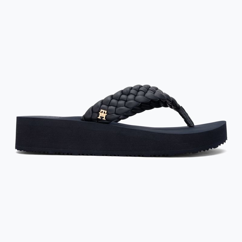 Dámske žabky Tommy Hilfiger Wedge Cornrow Beach space blue 2
