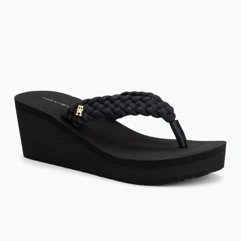 Dámske žabky Tommy Hilfiger Wedge Braided Summer Sandal black