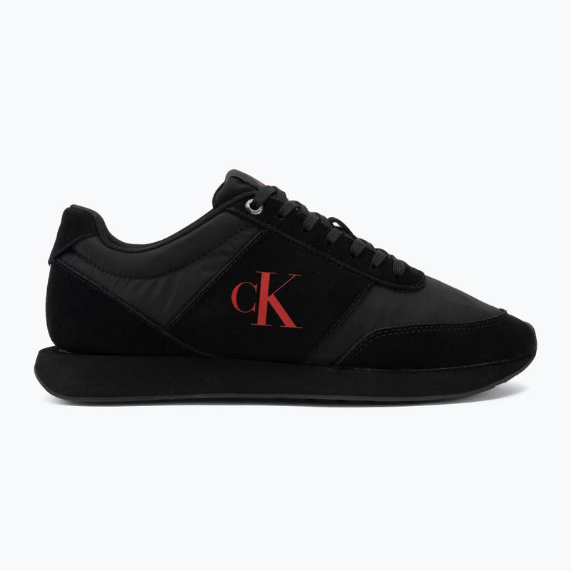 Pánske topánky Calvin Klein HM0HM02212 Retro Runner Bans Leather Suede triple black/adrenaline rush 2