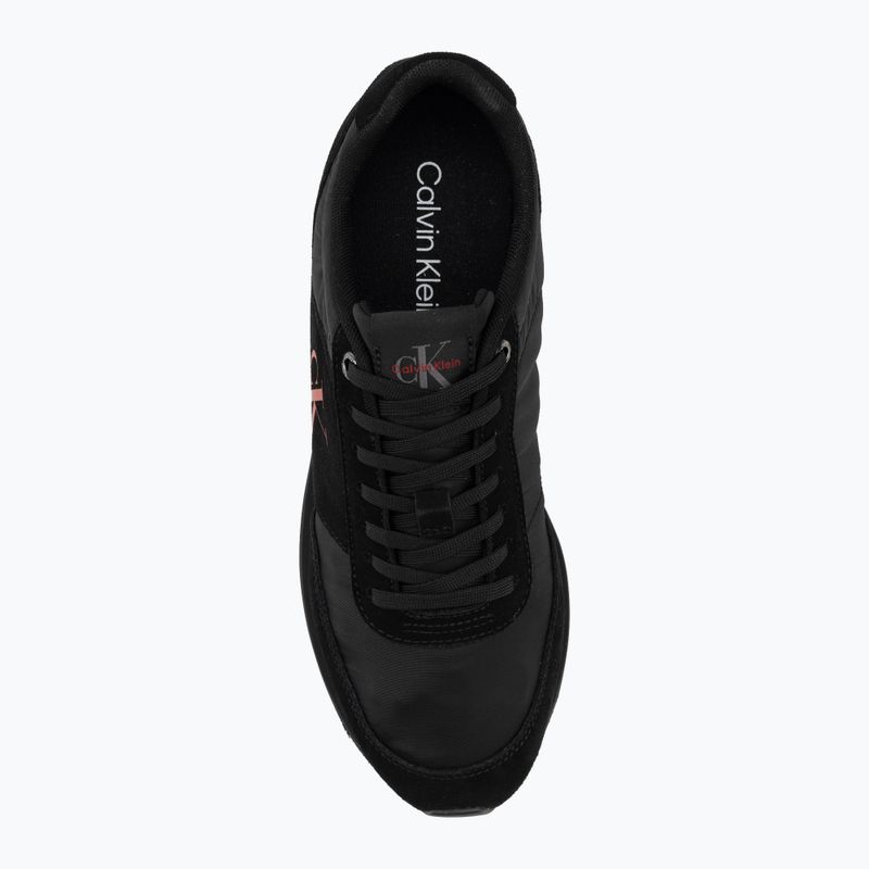 Pánske topánky Calvin Klein HM0HM02212 Retro Runner Bans Leather Suede triple black/adrenaline rush 5